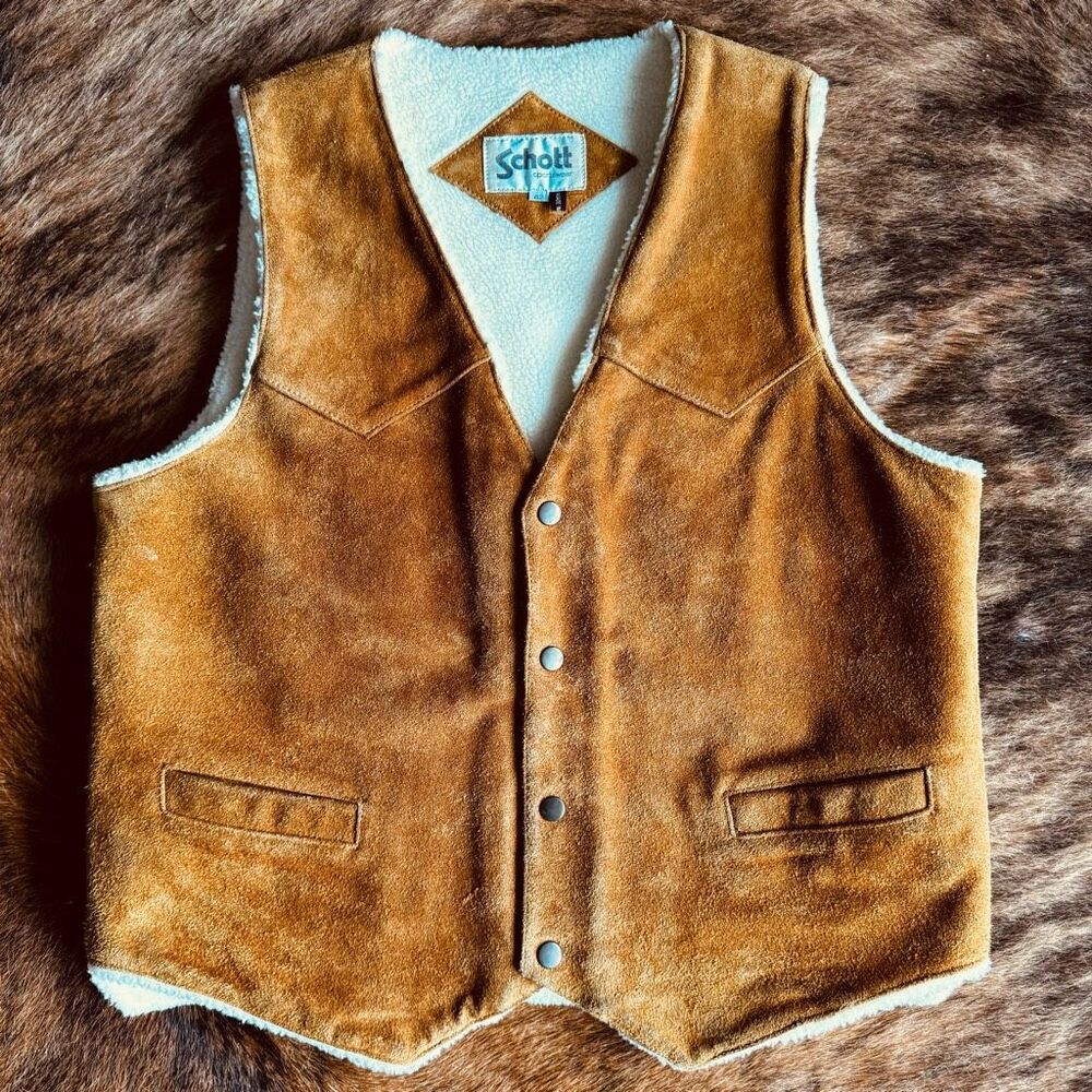 Vintage Schott Suede Sherpa Western Rancher Vest